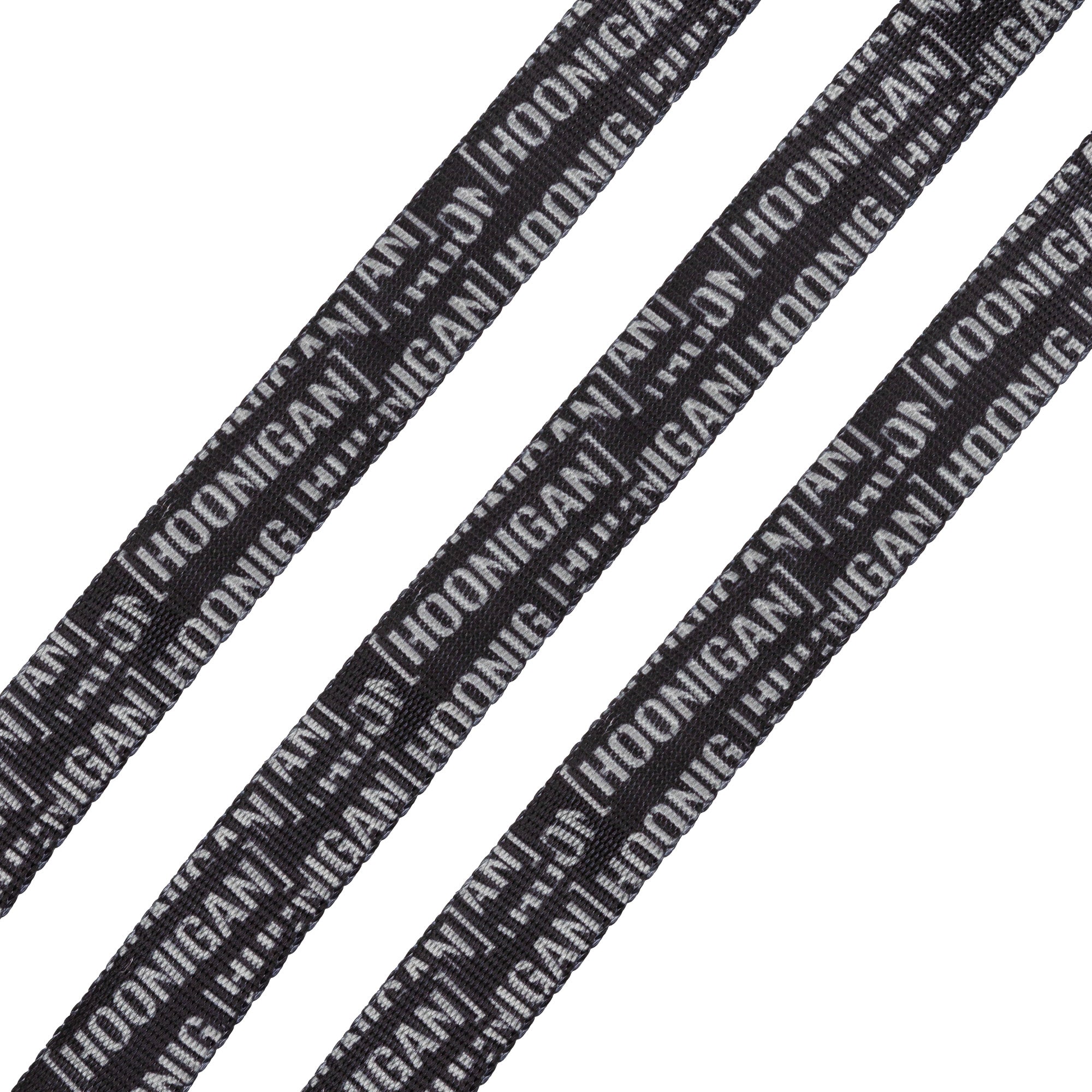 Hoonigan Scatter Censor Bar Logo dog leash featuring a bold black design with repeated logo text for stylish pet walks.