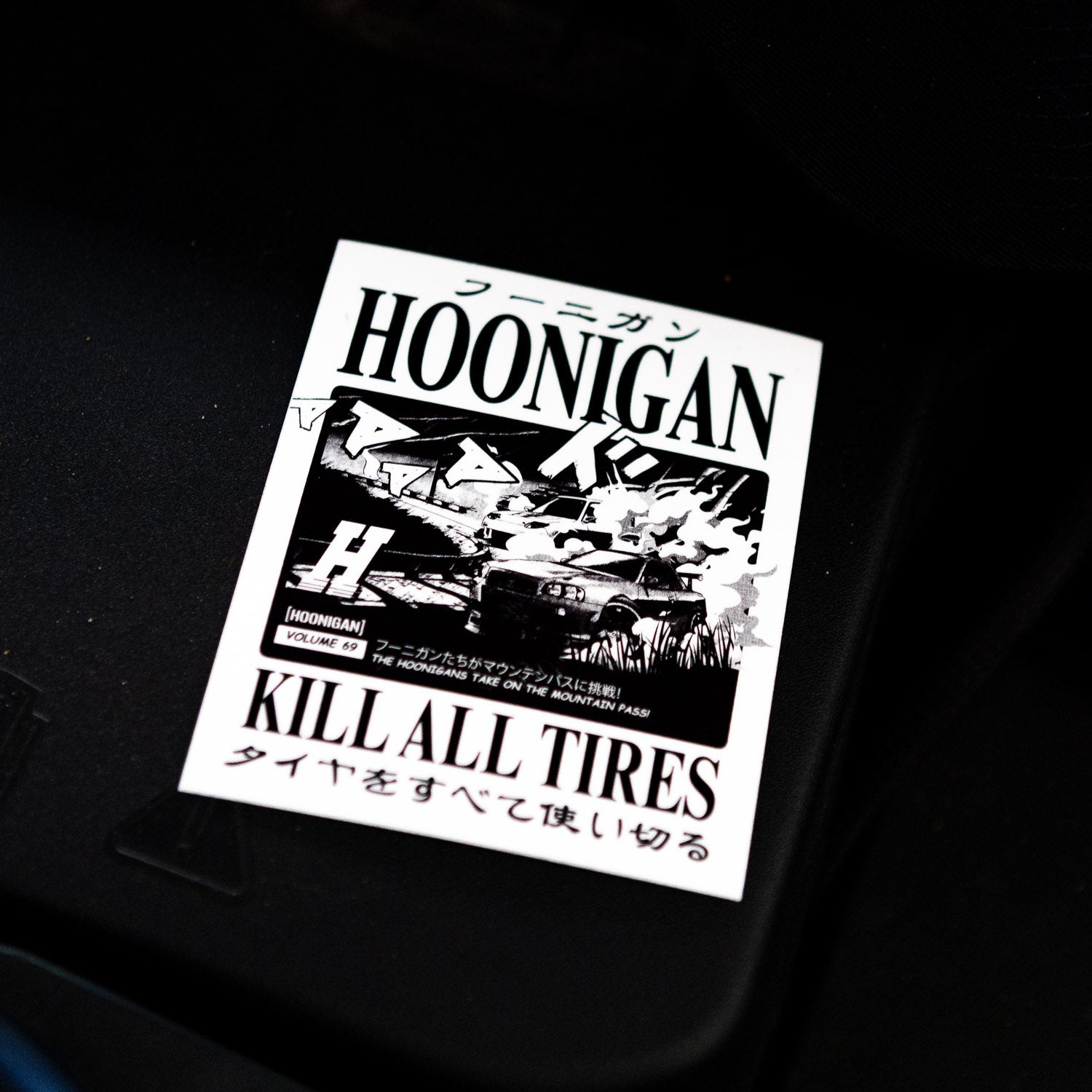 Hoonigan Tokyo Drip sticker featuring bold graphics and text, perfect for automotive enthusiasts and car culture fans.
