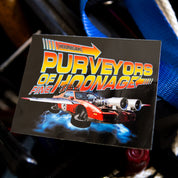 Hoonigan HOONCAPACITOR sticker featuring a stylized car design with the text "Purveyors of Hoonage" in vibrant colors.