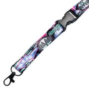 Hoonigan x Shreddy lanyard featuring vibrant graphics and a secure clip for keys or ID, perfect for motorsport fans.