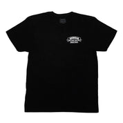 Black short sleeve t-shirt featuring Hoonigan logo on the chest, designed for automotive lifestyle enthusiasts.