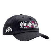 Hoonigan x Lia Block Censor Bar unstructured snapback hat in black with colorful embroidered logo and side graphic.