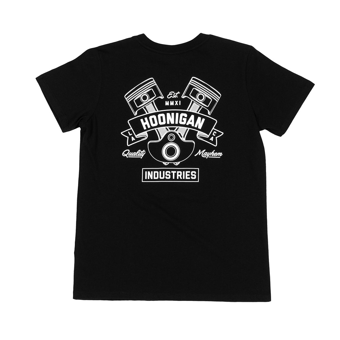Hoonigan CRANKED Short Sleeve Tee, featuring a bold graphic design and comfortable fit, displayed against a plain background.