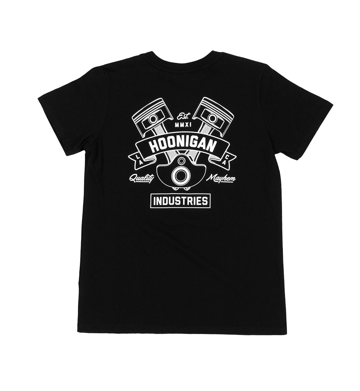 Hoonigan CRANKED Short Sleeve Tee, featuring a bold graphic design and comfortable fit, displayed against a plain background.