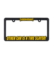 Hoonigan OTHER CAR black and yellow license plate frame showcasing bold lettering and a modern design.