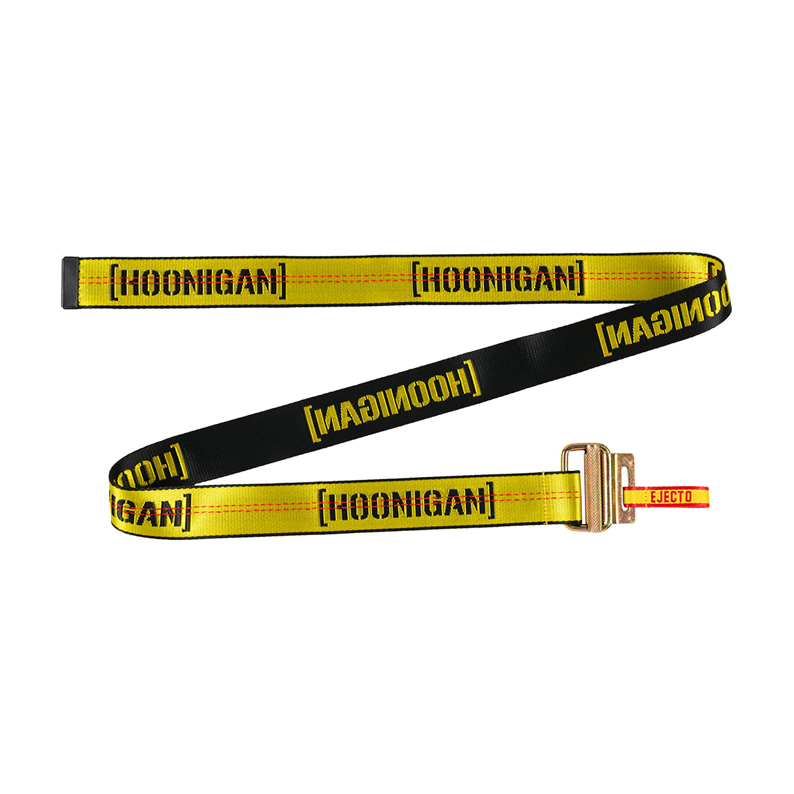 Hoonigan RATCHET Web Belt in black and yellow with a unique ratchet buckle design.