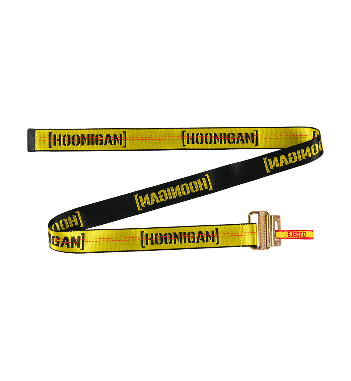 Hoonigan RATCHET Web Belt in black and yellow with a unique ratchet buckle design.
