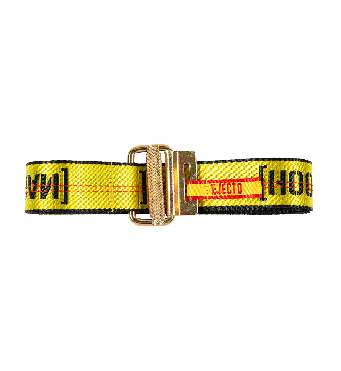 Hoonigan RATCHET Web Belt in black and yellow, featuring a durable ratchet buckle and adjustable strap.