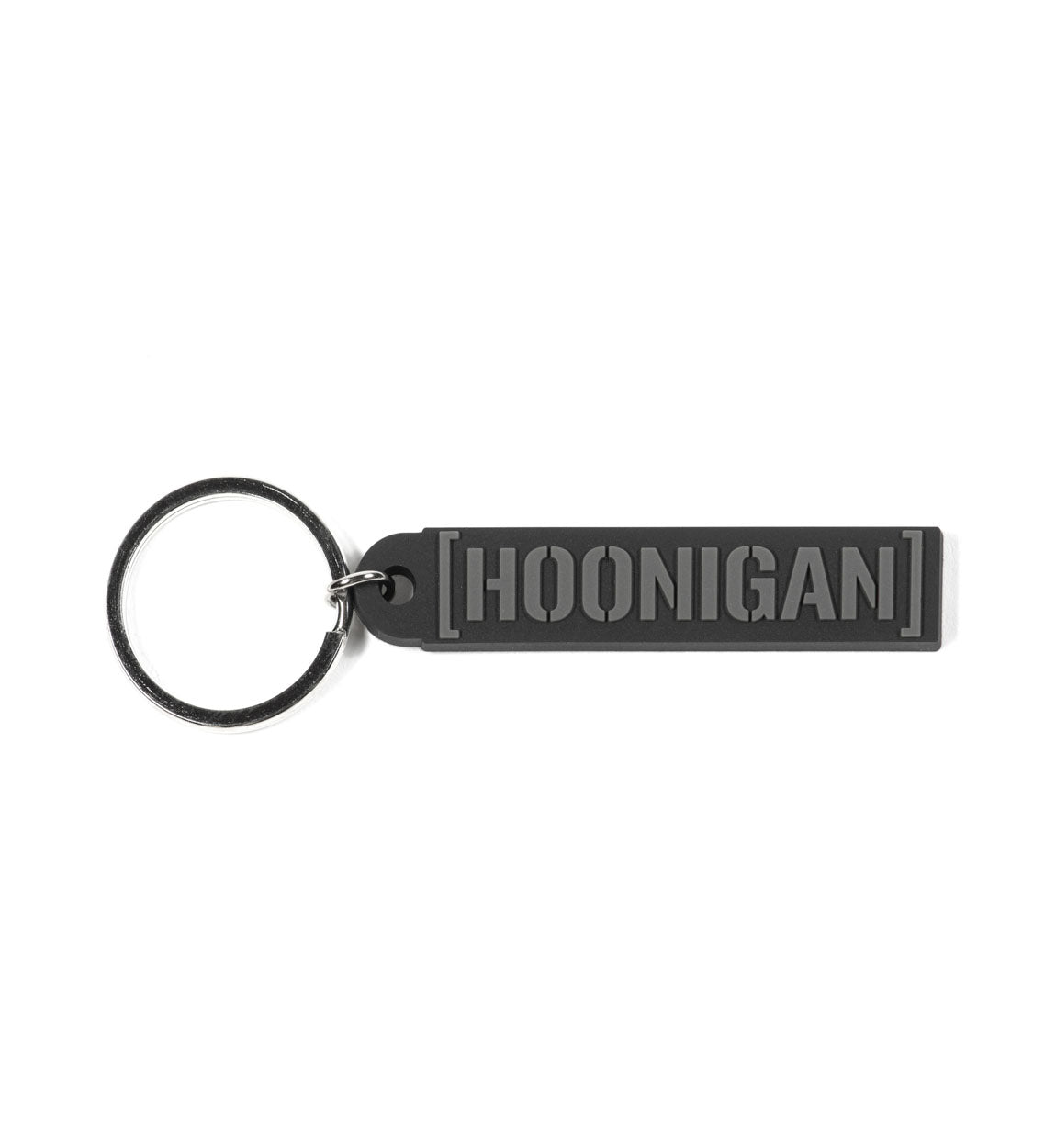 Hoonigan CENSOR BAR rubber keychain in black and gray, featuring bold logo design.