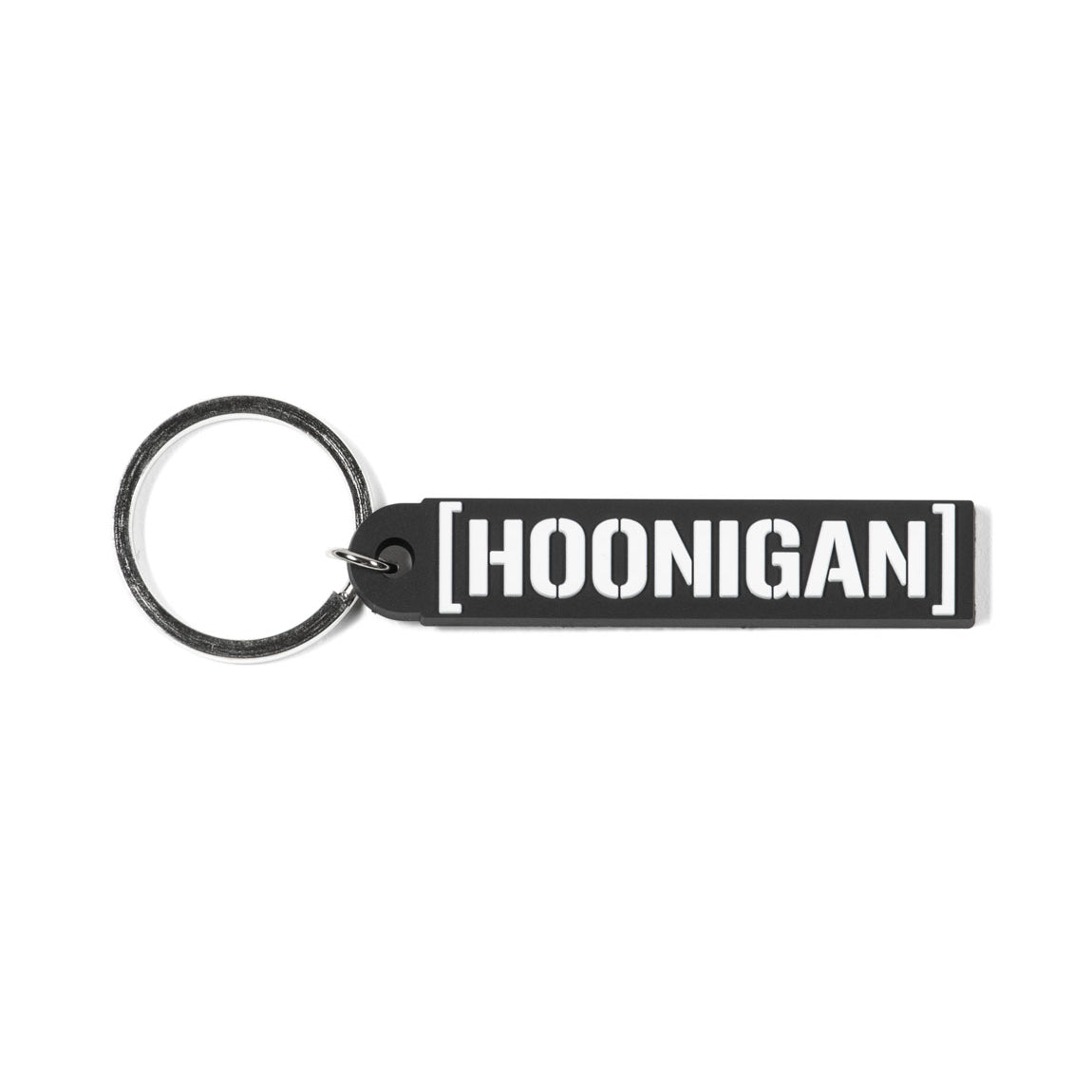 Hoonigan CENSOR BAR Rubber Keychain featuring a black and white design with the Hoonigan logo and censor bar.
