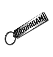 Hoonigan METAL CENSOR BAR Keychain featuring a sleek black design with the Hoonigan logo.
