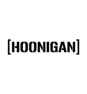 Hoonigan medium die cut censor bar bracket sticker, 18 inches, black design on a white background.