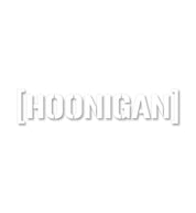 Hoonigan Medium Die Cut Censor Bar Bracket Sticker in white, 18 inches long.