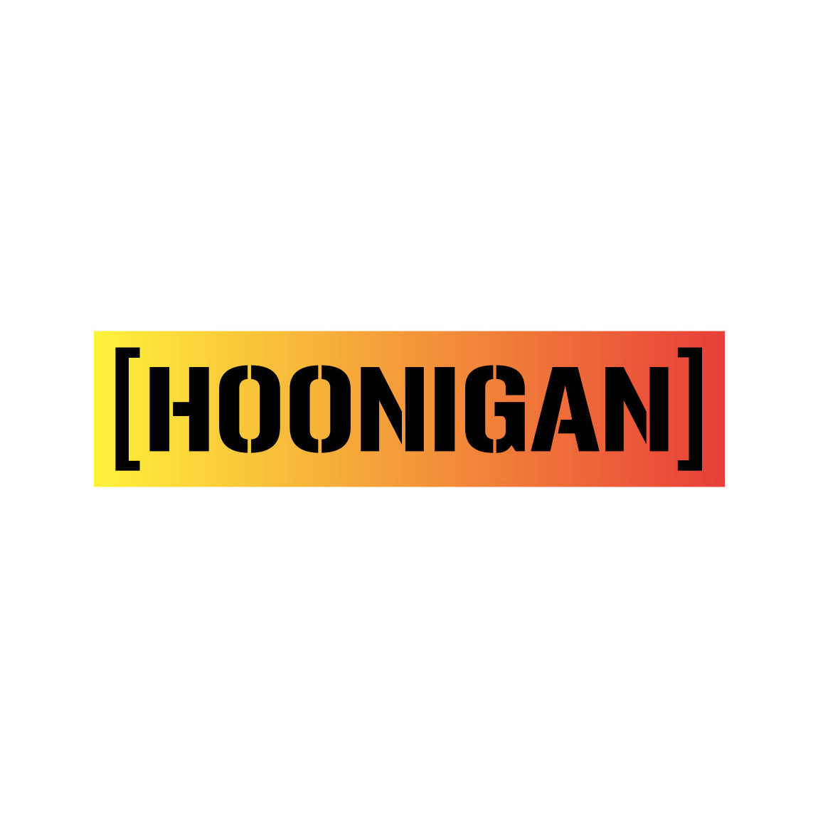 Hoonigan SHIFT CENSOR BAR Sticker, 8 inches, black and yellow design featuring bold text and graphic elements.