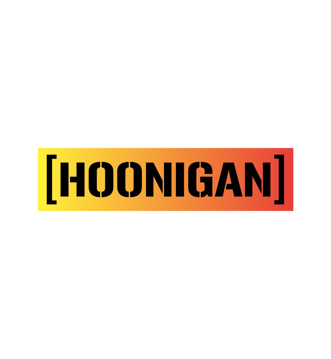 Hoonigan SHIFT CENSOR BAR Sticker, 8 inches, black and yellow design featuring bold text and graphic elements.