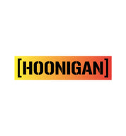 Hoonigan SHIFT CENSOR BAR Sticker, 8 inches, black and yellow design featuring bold text and graphic elements.