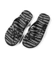 Hoonigan SCATTER flip flops featuring a black and gray design with bold logo and graphics.