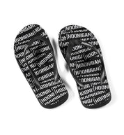 Hoonigan SCATTER flip flops with a black and gray design featuring a bold logo on the footbed.