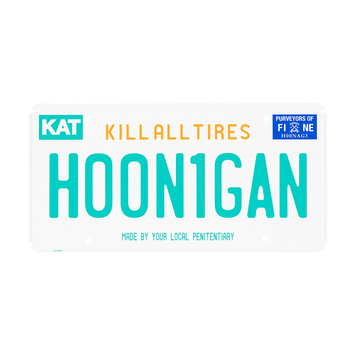 Hoonigan OG Florida License Plate in white with black text and graphics.