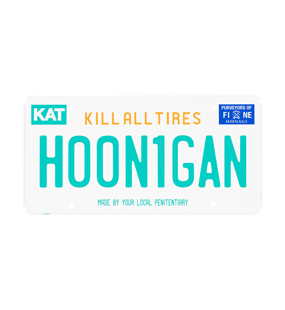 Hoonigan OG Florida License Plate in white with black text and graphics.
