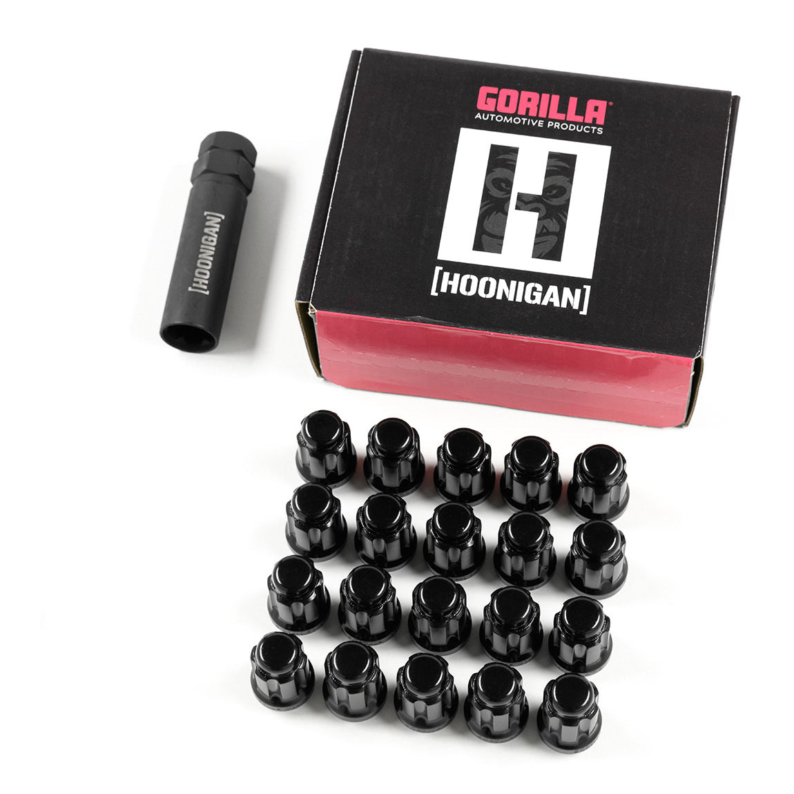 HOONIGAN x GORILLA steel lug nuts for your ride. Features a Spline Drive head style with a 60 degree conical seat.