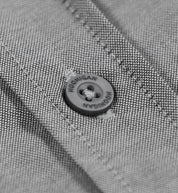 Hoonigan DONUT GARAGE woven short sleeve button-up shirt in heather gray with a logo print.