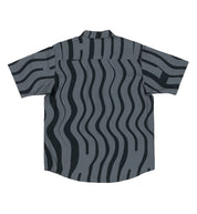 Hoonigan ESSES Woven Short Sleeve Button-up Shirt in black and gray, featuring a plaid pattern and fold-down collar.