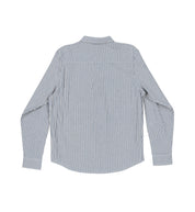 Hoonigan CRATE Woven Long Sleeve Shirt in white with multi-colored logo on the chest.