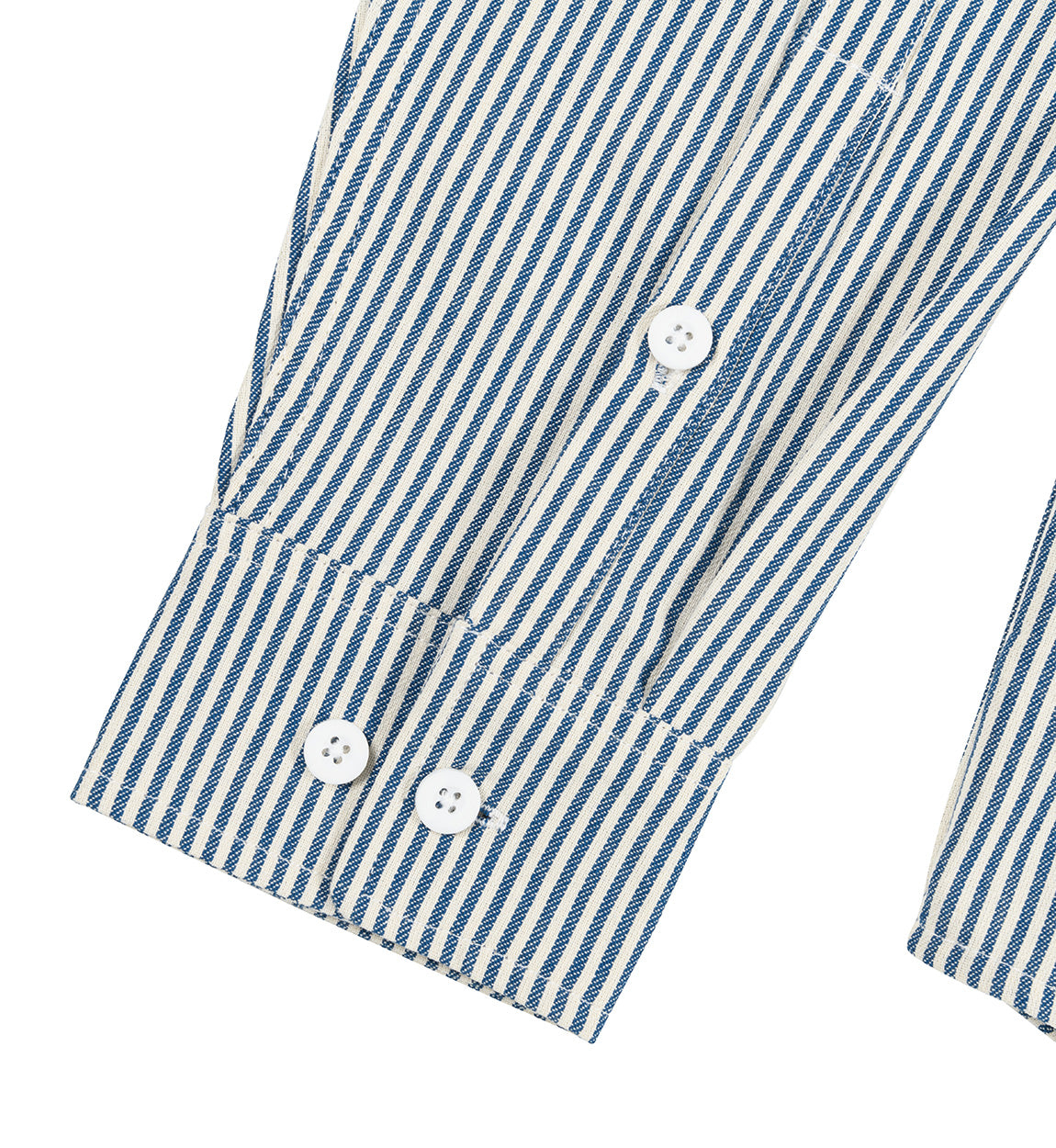 Hoonigan CRATE Woven Long Sleeve Shirt in white and navy with a button-up design and chest pocket.