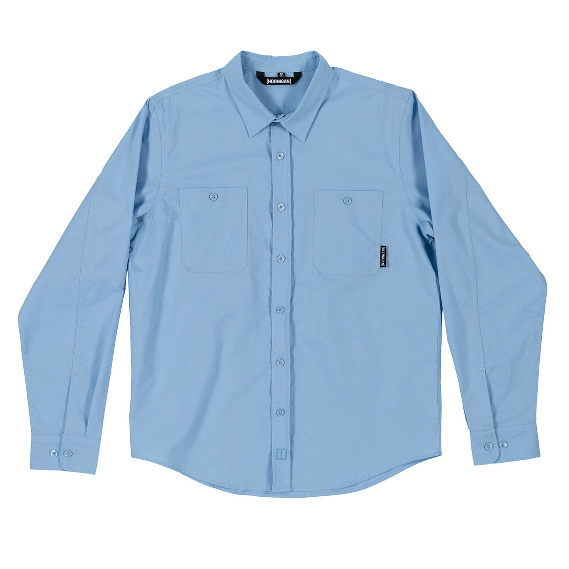 Hoonigan EVENING OXFORD Woven Long Sleeve Dress Shirt in light blue, featuring a button-up front, collar, and long sleeves.