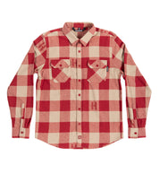 Hoonigan H Icon Woven Flannel Long Sleeve Shirt in brown with black checkered pattern.