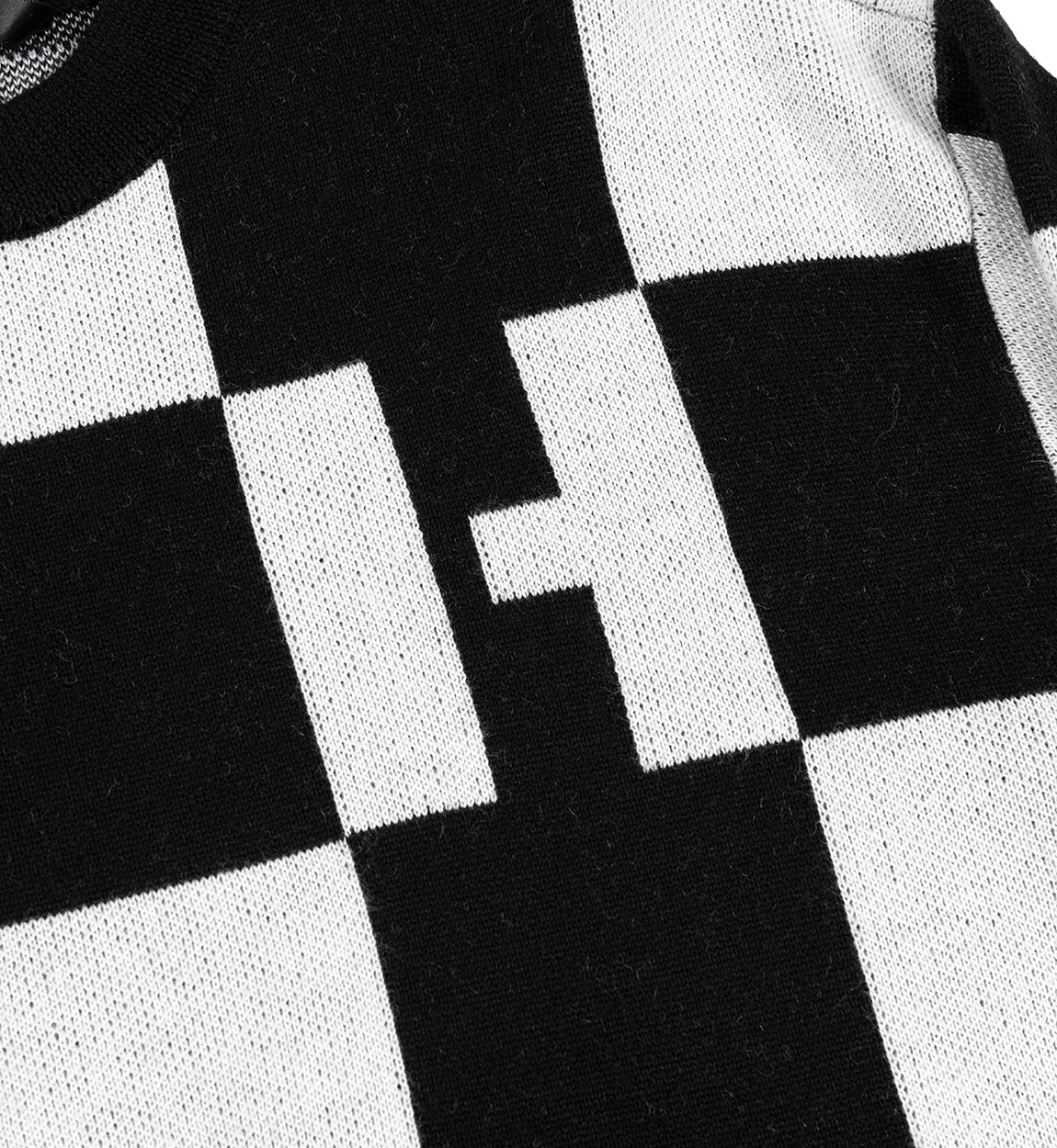 Hoonigan FINAL LAP Jacquard Sweater in black and charcoal, featuring a bold logo design and knit texture.