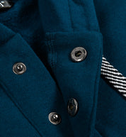 Hoonigan HILL CLIMB Henley Fleece Hoodie in navy, featuring a button-up collar and a stylish, comfortable design.