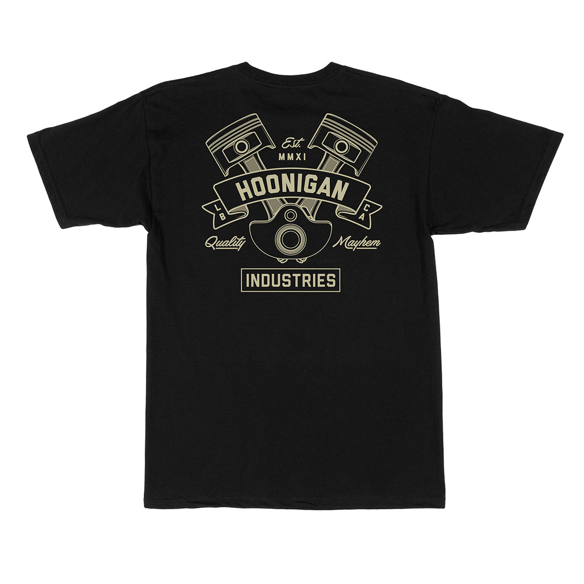 Hoonigan CRANKED Black Short Sleeve Tee featuring bold graphic design and relaxed fit.