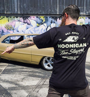 Black Hoonigan CHEATER SLICKS Short Sleeve Tee featuring bold graphic design on the front.