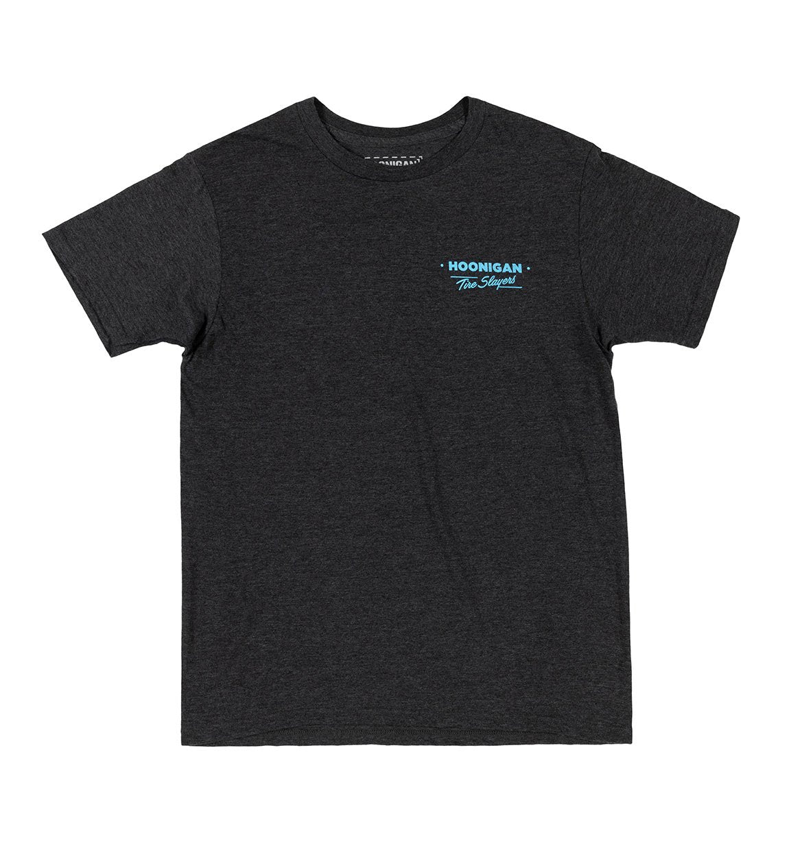 Hoonigan CHEATER SLICKS Short Sleeve Tee featuring a graphic design on a black background, showcasing a racing-inspired aesthetic.