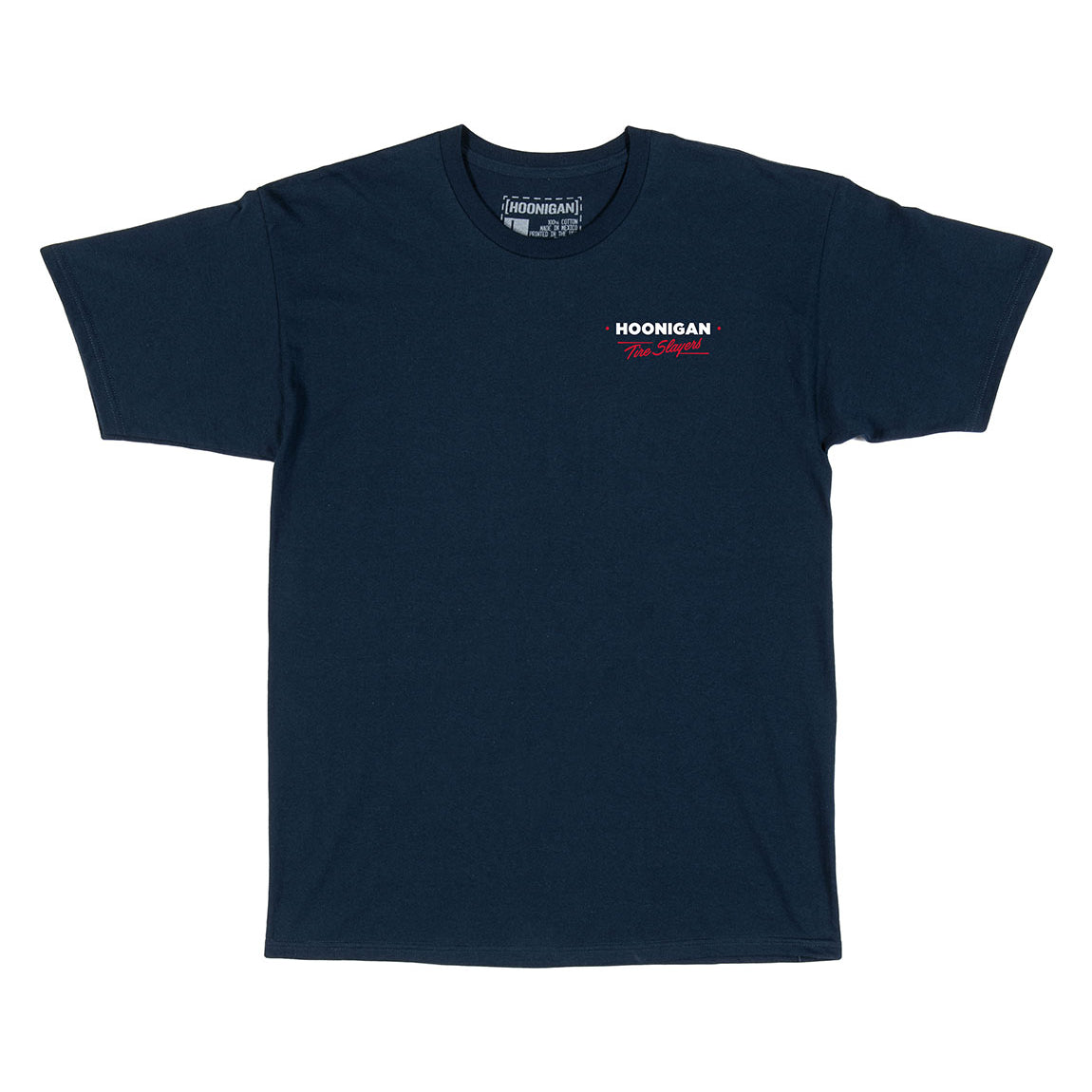 Hoonigan CHEATER SLICKS Short Sleeve Tee in black with white graphics, featuring a racing-themed design and a relaxed fit.