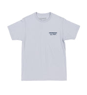 Alt text: Hoonigan CHEATER SLICKS short sleeve tee in light blue with a bold graphic print and logo on the front.