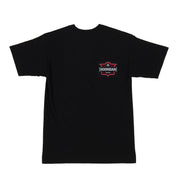 Black Hoonigan EMBLEM Short Sleeve Tee featuring bold white logo graphic on the front.