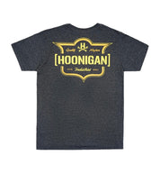 Black short sleeve tee featuring the Hoonigan logo in white, designed for casual wear.