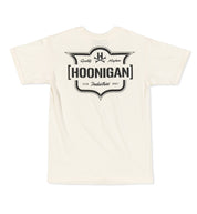 Hoonigan EMBLEM Short Sleeve Tee in cream color featuring a bold logo printed on the front.