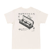 Hoonigan MORTUARY Short Sleeve Tee in natural color, featuring a bold graphic design on the front.