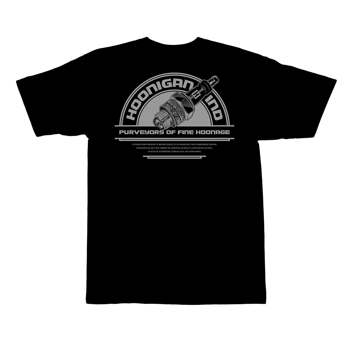 Black Hoonigan MISFIRE Short Sleeve Tee featuring a bold graphic logo on the front.