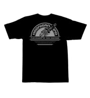 Black Hoonigan MISFIRE Short Sleeve Tee featuring a bold graphic logo on the front.