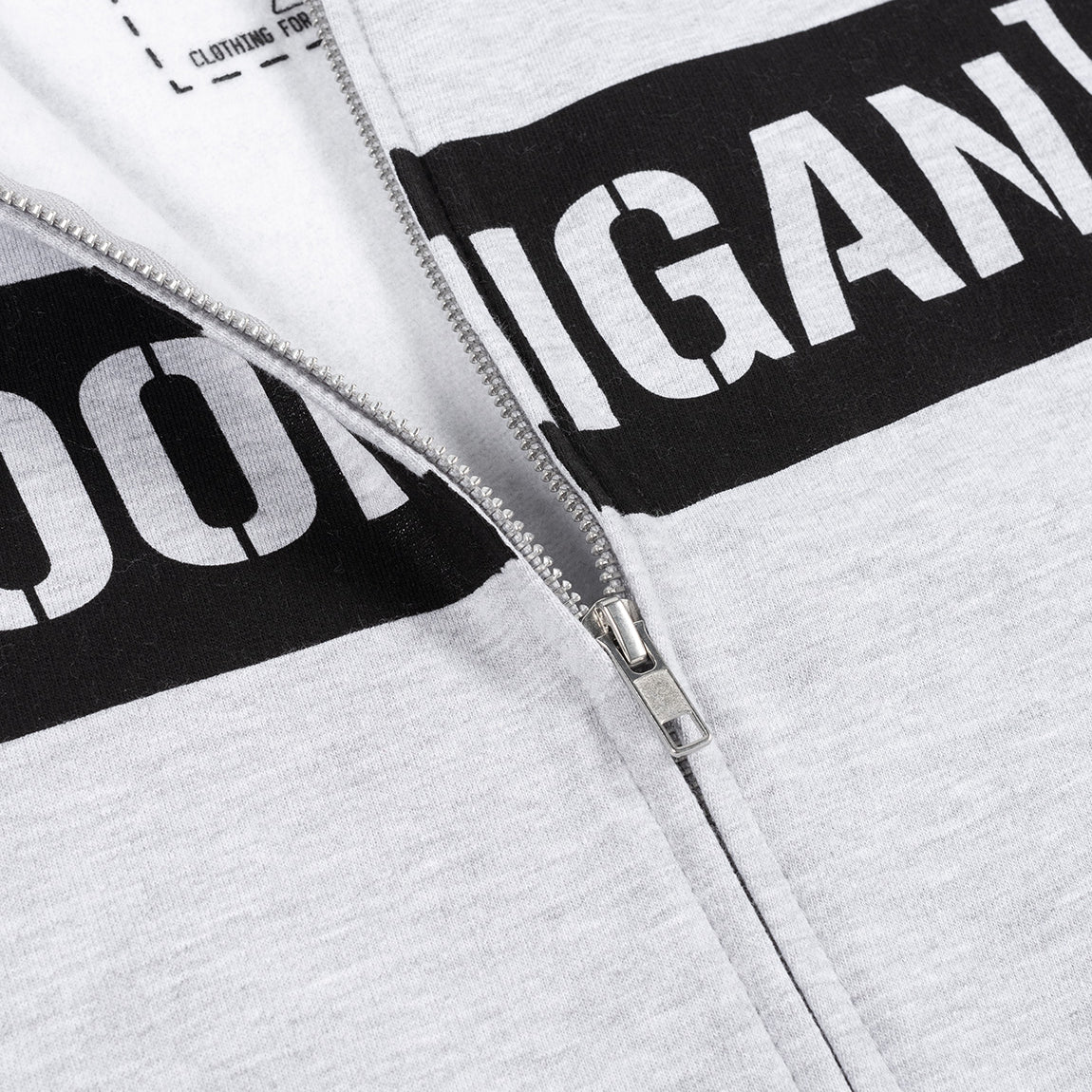 Hoonigan CENSOR BAR Zip Hoodie in gray and black, featuring a bold logo on the front, zip closure, and adjustable drawstring hood.