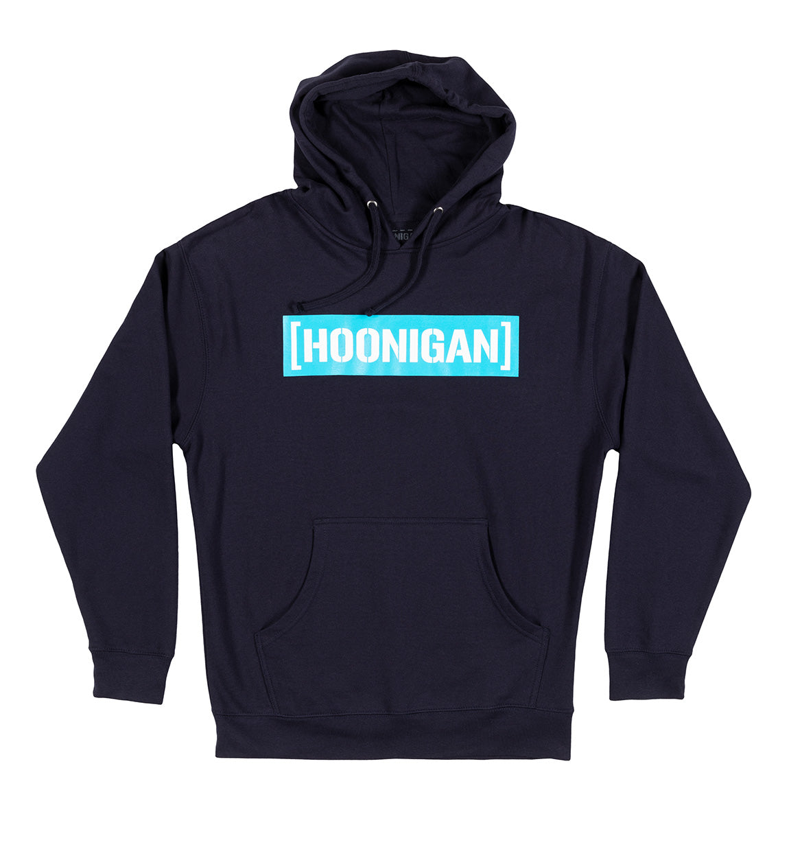 Hoonigan CENSOR BAR Pullover Hoodie in navy blue with a large graphic logo on the front.