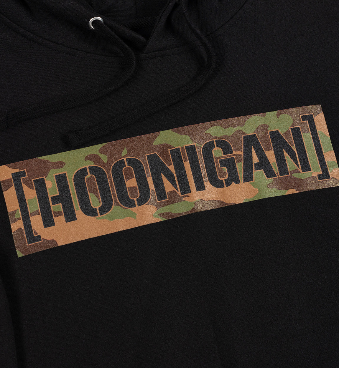 Black Hoonigan pullover hoodie featuring "COVERT CBAR KILL ALL TIRES" graphic on the front and a classic fit.