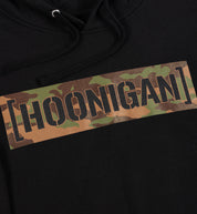 Black Hoonigan pullover hoodie featuring "COVERT CBAR KILL ALL TIRES" graphic on the front and a classic fit.