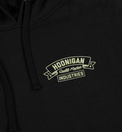 Hoonigan CRANKED Pullover Hoodie in black, featuring a large graphic logo on the front.