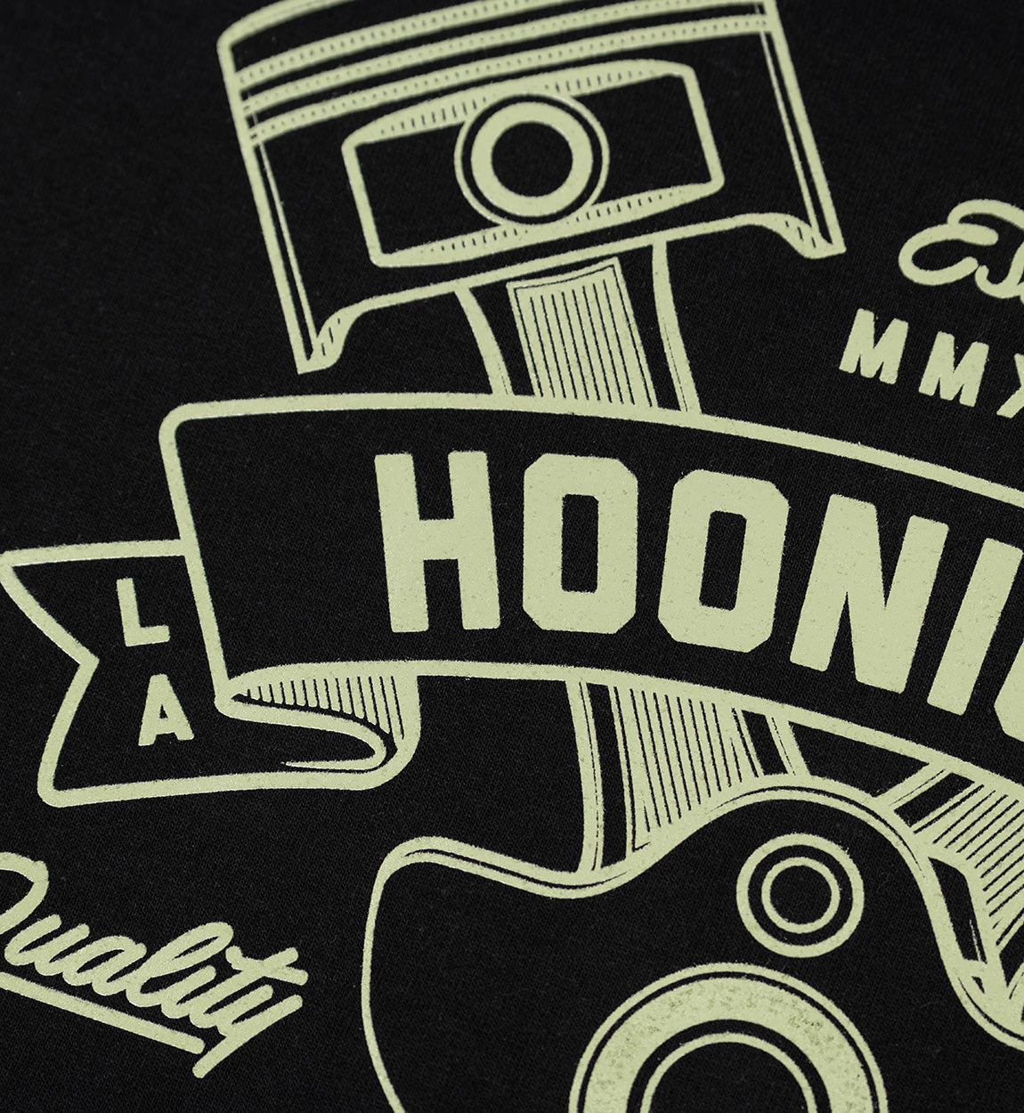 Black Hoonigan CRANKED pullover hoodie featuring a bold graphic logo on the front, with drawstring hood and kangaroo pocket.